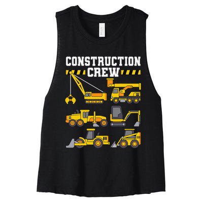 Construction Crew Worker Excavator Women's Racerback Cropped Tank