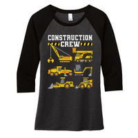 Construction Crew Worker Excavator Women's Tri-Blend 3/4-Sleeve Raglan Shirt