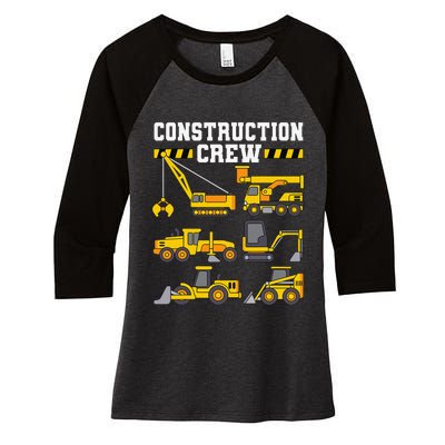 Construction Crew Worker Excavator Women's Tri-Blend 3/4-Sleeve Raglan Shirt