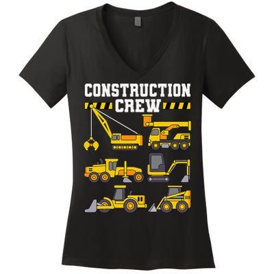 Construction Crew Worker Excavator Women's V-Neck T-Shirt