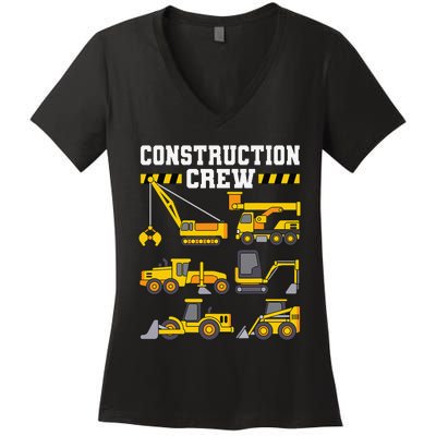 Construction Crew Worker Excavator Women's V-Neck T-Shirt