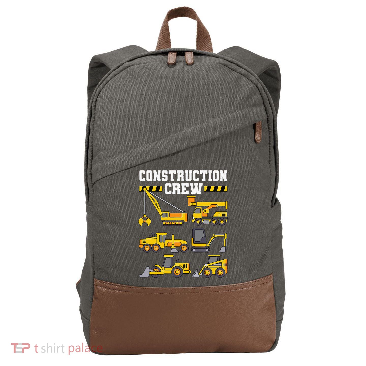 Construction Crew Worker Excavator Cotton Canvas Backpack