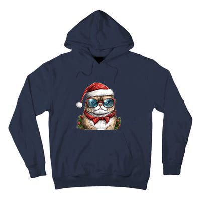 Christmas Cat With Glasses Tall Hoodie