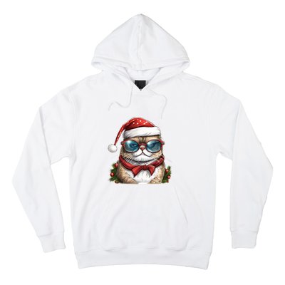 Christmas Cat With Glasses Hoodie