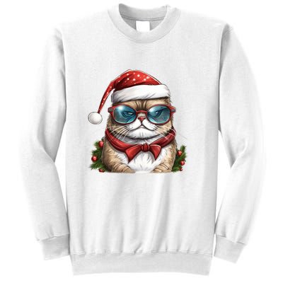 Christmas Cat With Glasses Sweatshirt