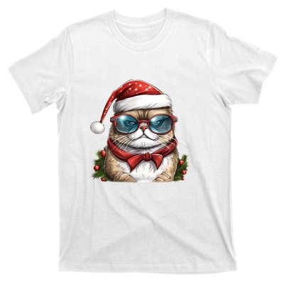 Christmas Cat With Glasses T-Shirt