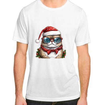 Christmas Cat With Glasses Adult ChromaSoft Performance T-Shirt