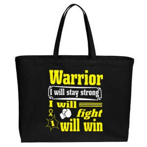 Childhood Cancer Warrior I Will Stay Strong I Will Fight Cotton Canvas Jumbo Tote