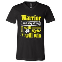 Childhood Cancer Warrior I Will Stay Strong I Will Fight V-Neck T-Shirt