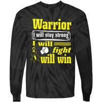 Childhood Cancer Warrior I Will Stay Strong I Will Fight Tie-Dye Long Sleeve Shirt