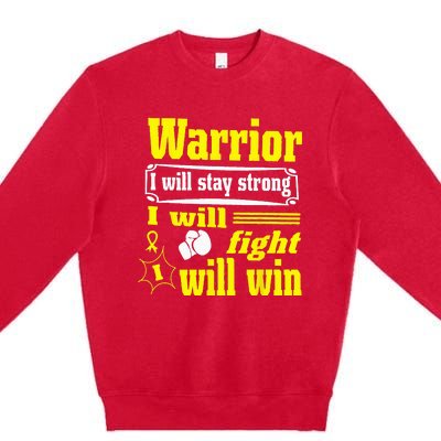 Childhood Cancer Warrior I Will Stay Strong I Will Fight Premium Crewneck Sweatshirt