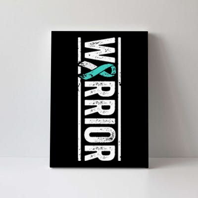 Cervical Cancer Warrior Sideways Teal Awareness Ribbon Canvas