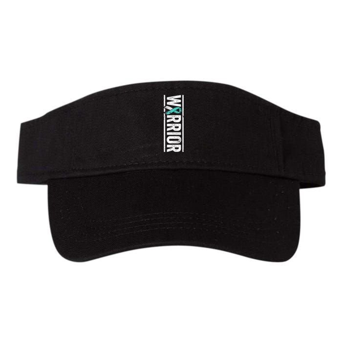 Cervical Cancer Warrior Sideways Teal Awareness Ribbon Valucap Bio-Washed Visor