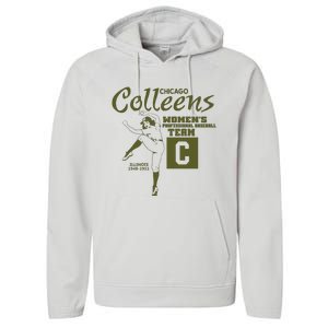 Chicago Colleens Women Professional Baseball Team 1948 Performance Fleece Hoodie