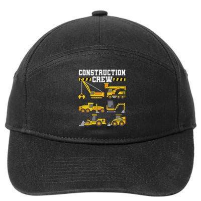 Construction Crew Worker Excavator 7-Panel Snapback Hat