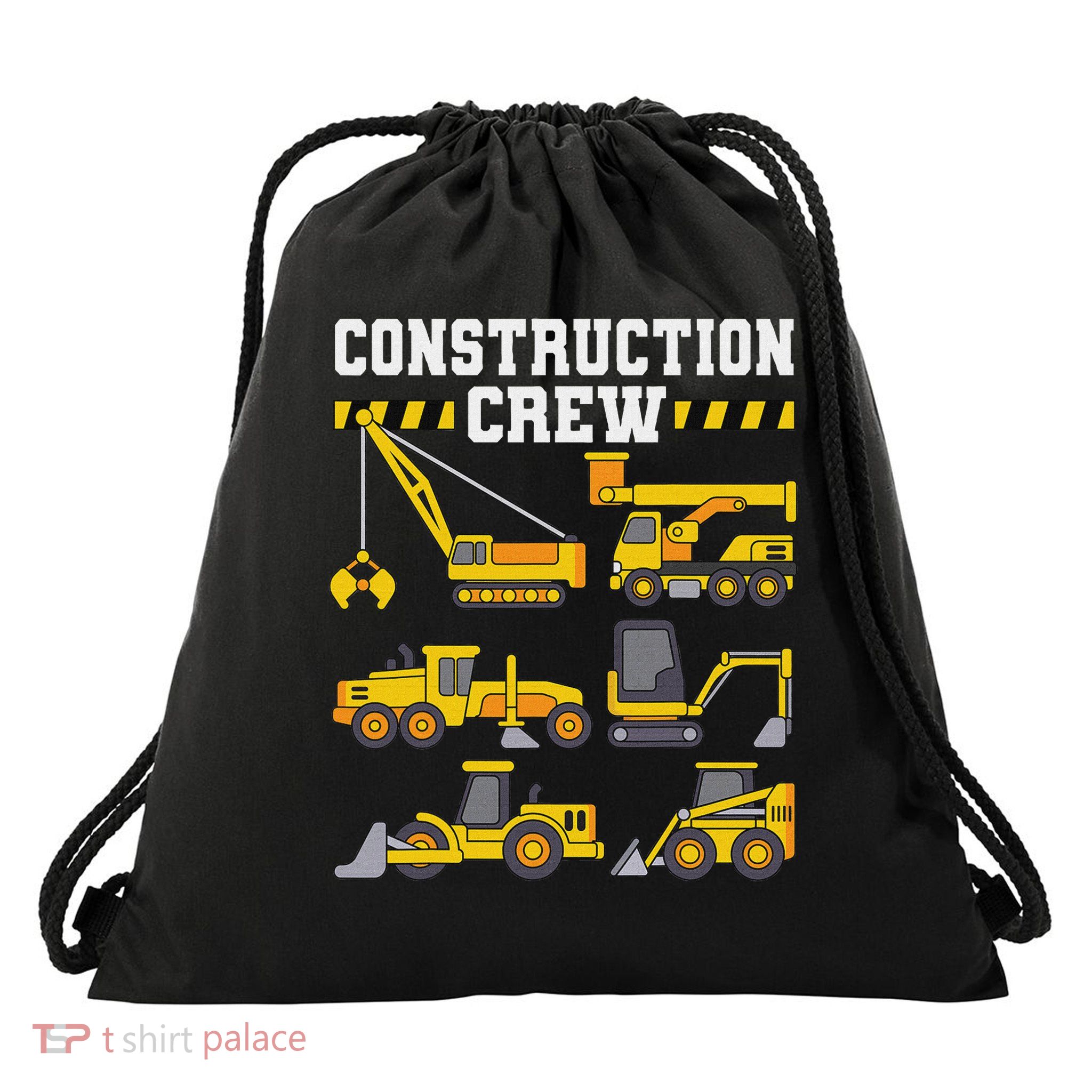 Construction Crew Worker Excavator Drawstring Bag