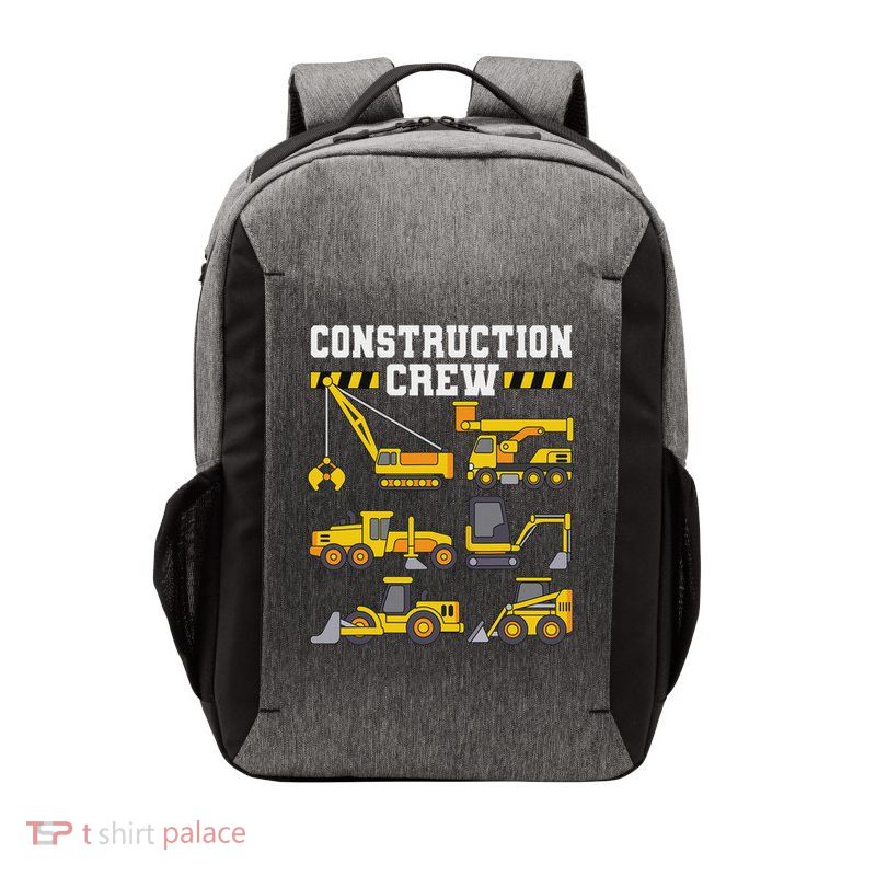 Construction Crew Worker Excavator Vector Backpack