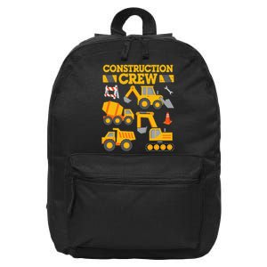 Construction Crew Worker Excavator 16 in Basic Backpack