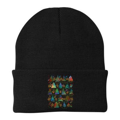 Colorful Christmas Watercolor Tree Pattern Beanie