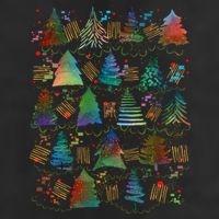 Colorful Christmas Watercolor Tree Pattern Beanie