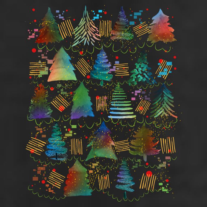 Colorful Christmas Watercolor Tree Pattern Beanie