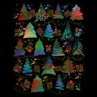 Colorful Christmas Watercolor Tree Pattern Flatbill Hat