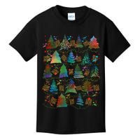 Colorful Christmas Watercolor Tree Pattern Kids T-Shirt