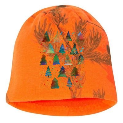 Colorful Christmas Watercolor Tree Pattern Kati - Camo Knit Beanie