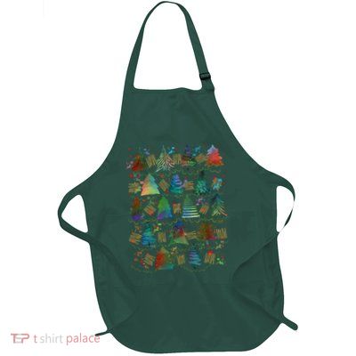 Colorful Christmas Watercolor Tree Pattern Apron
