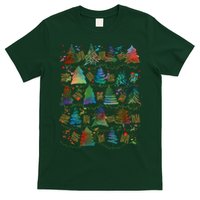 Colorful Christmas Watercolor Tree Pattern T-Shirt