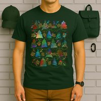 Colorful Christmas Watercolor Tree Pattern T-Shirt