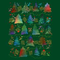 Colorful Christmas Watercolor Tree Pattern Poster