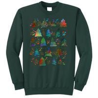 Colorful Christmas Watercolor Tree Pattern Tall Sweatshirt