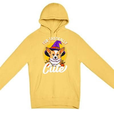 Cute Corgi Wearing Witch Hat FurTastically Cute Gift Premium Pullover Hoodie