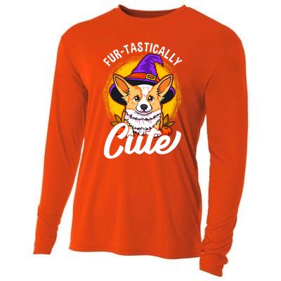 Cute Corgi Wearing Witch Hat FurTastically Cute Gift Cooling Performance Long Sleeve Crew