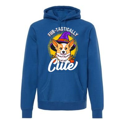 Cute Corgi Wearing Witch Hat FurTastically Cute Gift Premium Hoodie