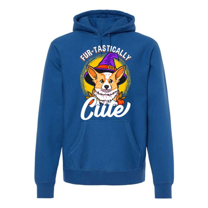 Cute Corgi Wearing Witch Hat FurTastically Cute Gift Premium Hoodie