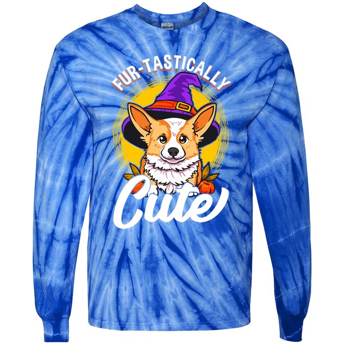 Cute Corgi Wearing Witch Hat FurTastically Cute Gift Tie-Dye Long Sleeve Shirt