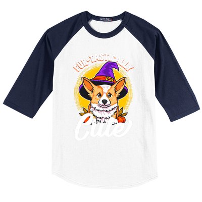 Cute Corgi Wearing Witch Hat FurTastically Cute Gift Baseball Sleeve Shirt