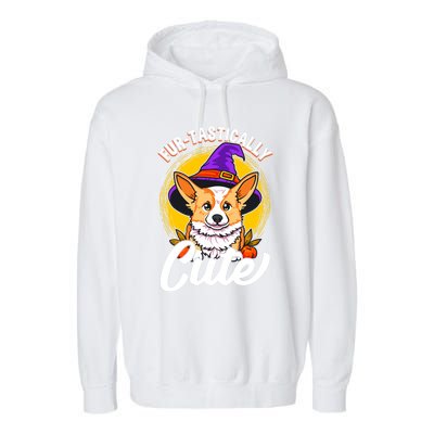 Cute Corgi Wearing Witch Hat FurTastically Cute Gift Garment-Dyed Fleece Hoodie