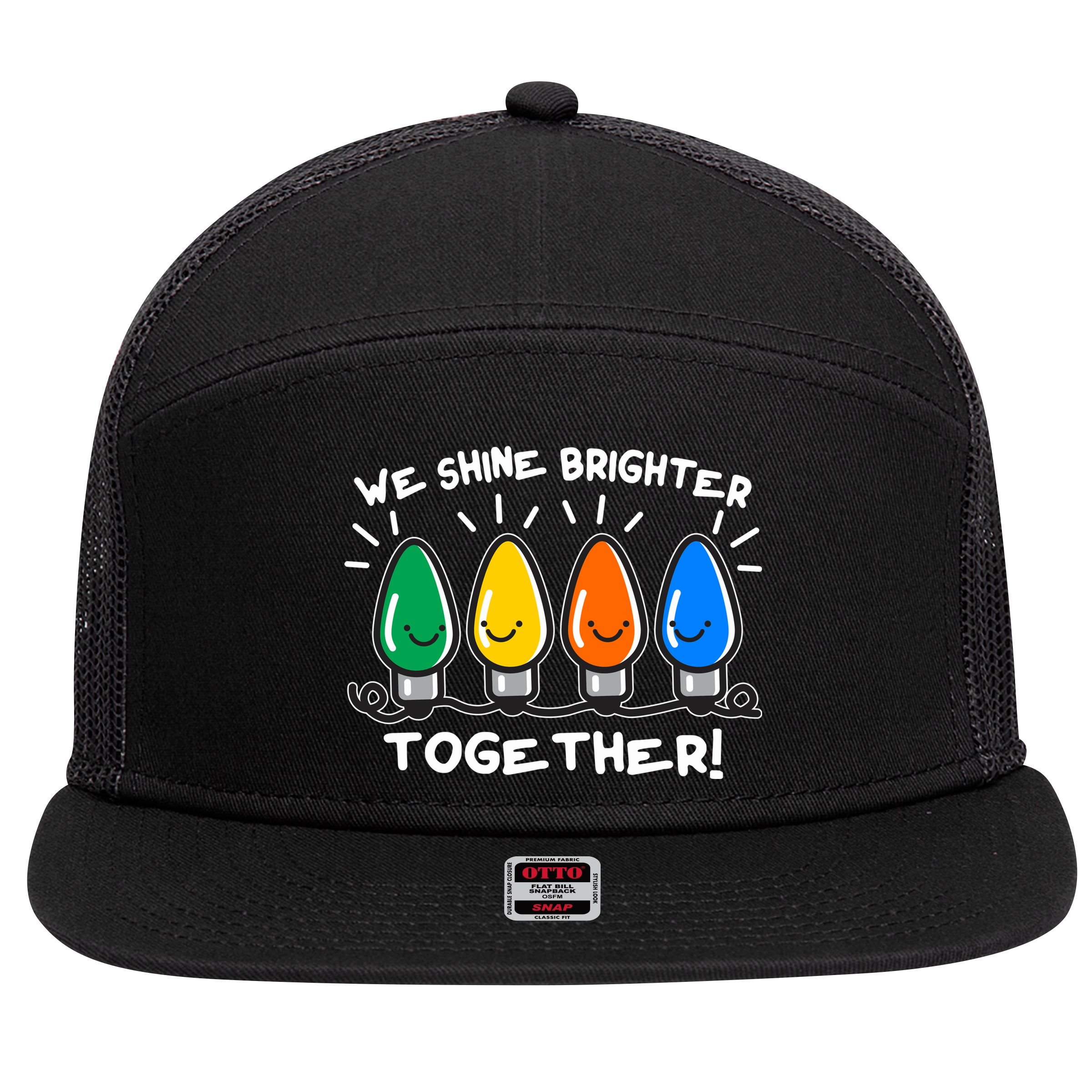 Cute Christmas We Shine Brighter Together 7 Panel Mesh Trucker Snapback Hat