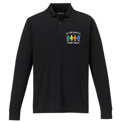 Cute Christmas We Shine Brighter Together Performance Long Sleeve Polo