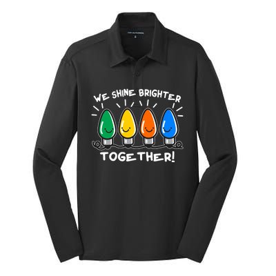 Cute Christmas We Shine Brighter Together Silk Touch Performance Long Sleeve Polo