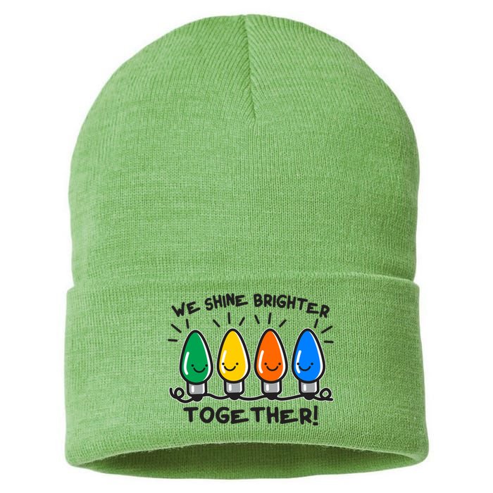 Cute Christmas We Shine Brighter Together Sustainable Knit Beanie