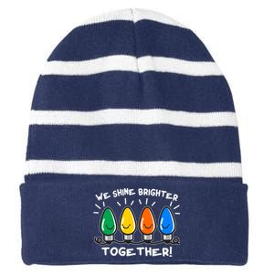 Cute Christmas We Shine Brighter Together Striped Beanie with Solid Band