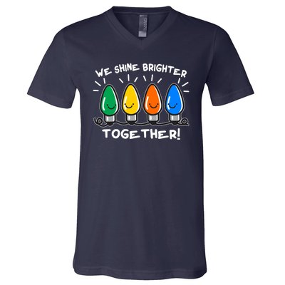 Cute Christmas We Shine Brighter Together V-Neck T-Shirt