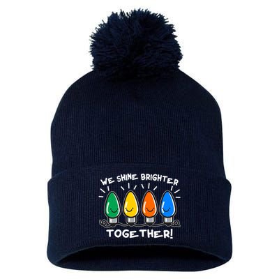 Cute Christmas We Shine Brighter Together Pom Pom 12in Knit Beanie