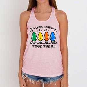 Cute Christmas We Shine Brighter Together Women's Knotted Racerback Tank