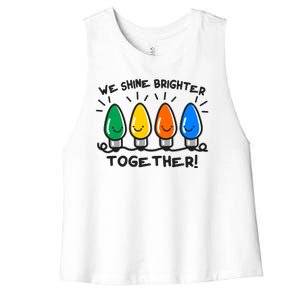 Cute Christmas We Shine Brighter Together Women's Racerback Cropped Tank