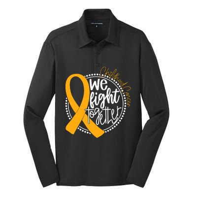 Childhood Cancer We Fight Together Cancer Awareness Fighter Silk Touch Performance Long Sleeve Polo